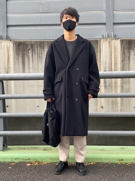 「EMMA  CLOTHES」｜「アイテム（チェスターコート）」を使った、mugimugiさん（メンズ・175cm）の冬コーディネート