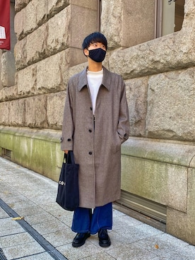 「EMMA  CLOTHES」｜「アイテム（ステンカラーコート）」を使った、mugimugiさん（メンズ・175cm）の冬コーディネート
