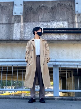 「epnok（エプノック）のアイテム（トレンチコート）」を使った、mugimugiさん（メンズ・175cm）の秋コーディネート