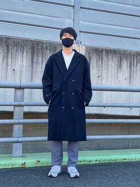 「CASPER JOHN」｜「アイテム（チェスターコート）」を使った、mugimugiさん（メンズ・175cm）の冬コーディネート