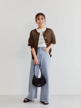 「green label relaxing（グリーンレーベルリラクシング）のアイテム（ピアス（両耳用））」を使った、松岡（matsuoka）さん（レディース・158cm）の夏コーディネート