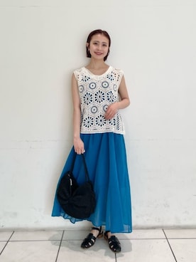 「アイテム（トップス）」を使った、松岡（matsuoka）さん（レディース・158cm）の夏コーディネート