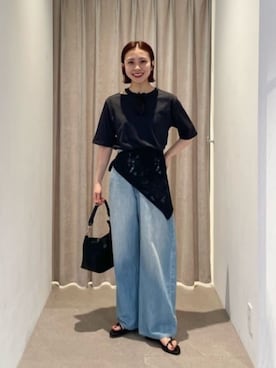 「green label relaxing（グリーンレーベルリラクシング）のアイテム（Tシャツ/カットソー）」を使った、松岡（matsuoka）さん（レディース・158cm）の夏コーディネート