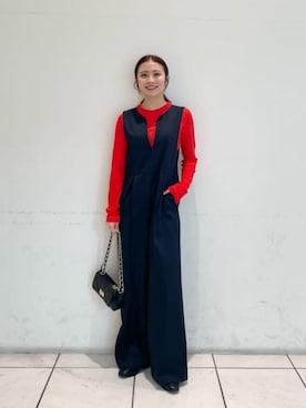 「green label relaxing（グリーンレーベルリラクシング）のアイテム（オールインワン・サロペット）」を使った、松岡（matsuoka）さん（レディース・158cm）の夏コーディネート