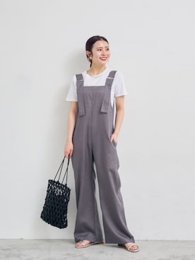「green label relaxing（グリーンレーベルリラクシング）のアイテム（オールインワン・サロペット）」を使った、松岡（matsuoka）さん（レディース・158cm）の春コーディネート