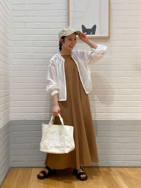 「green label relaxing（グリーンレーベルリラクシング）のアイテム（ブルゾン）」を使った、松岡（matsuoka）さん（レディース・158cm）の夏コーディネート