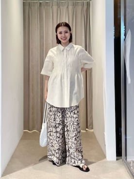 「green label relaxing（グリーンレーベルリラクシング）のアイテム（サンダル）」を使った、松岡（matsuoka）さん（レディース・158cm）の夏コーディネート