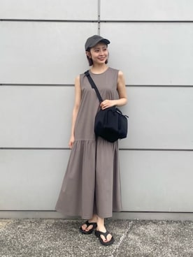 「アイテム（帽子）」を使った、松岡（matsuoka）さん（レディース・158cm）の夏コーディネート