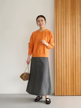 「アイテム（デニムスカート、グレー系）」を使った、松岡（matsuoka）さん（レディース・158cm）の夏コーディネート