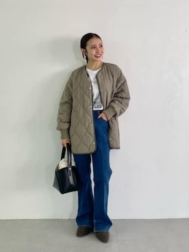 「green label relaxing（グリーンレーベルリラクシング）のアイテム（ブルゾン）」を使った、松岡（matsuoka）さん（レディース・158cm）の秋コーディネート