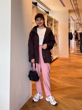 「アイテム（マウンテンパーカー）」を使った、松岡（matsuoka）さん（レディース・158cm）の秋コーディネート
