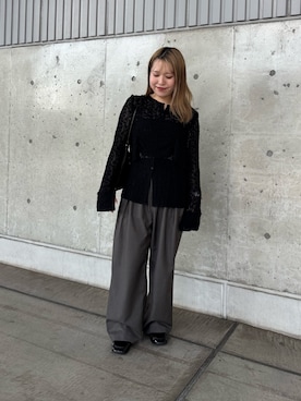 「KBF（ケイビーエフ）のビスチェSETレーストップス（Tシャツ/カットソー、ブラック系）」を使った、miraiさん（レディース・152cm）の夏コーディネート