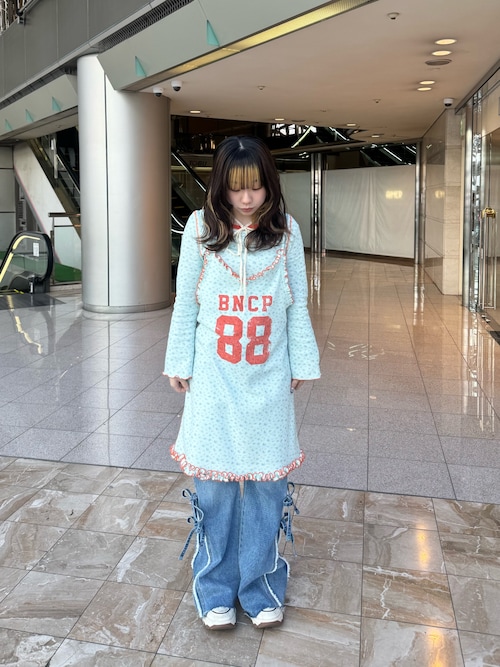 Tee付きフラワーワッフルチュニックキャミワンピース