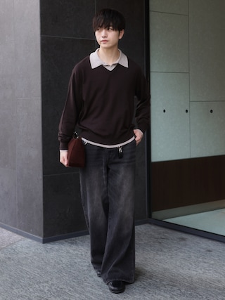 「LUENNA(ルエナ)の【LUENNA】Semi-flare Denim Pants / セミフレアデニムパンツ(デニムパンツ)」を使った、るいさん(メンズ・179cm)の秋コーディネート