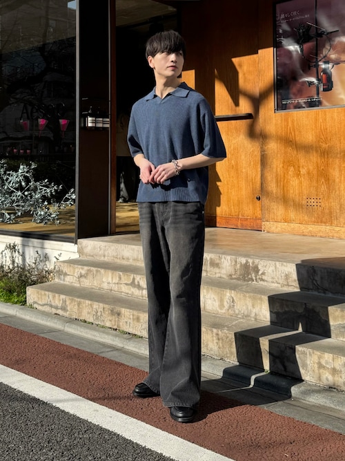 【LUENNA】 Skipper Knit Polo Shirt / スキッパー ニットポロシャツ