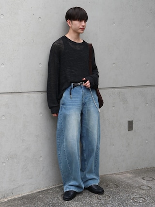 「LUENNA（ルエナ）の【LUENNA】Vintage Curve Denim Pants / ヴィンテージ カーブデニムパンツ（デニムパンツ）」を使った、るいさん（メンズ・179cm）の夏コーディネート