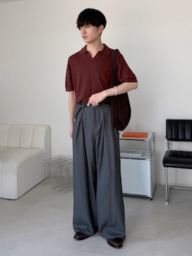 「アイテム（スラックス）」を使った、るいさん（メンズ・179cm）の夏コーディネート