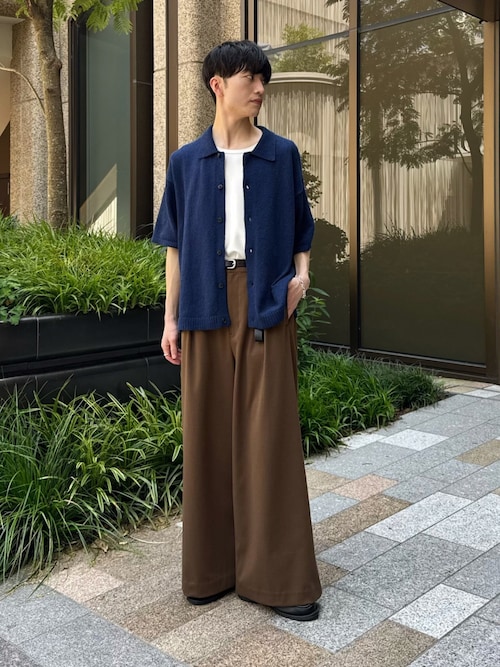 Steven Alan 1タック リネン スラックス ワイド バギー 燻み Steven Alan（スティーブンアラン）の「＜Steven Alan＞フロント