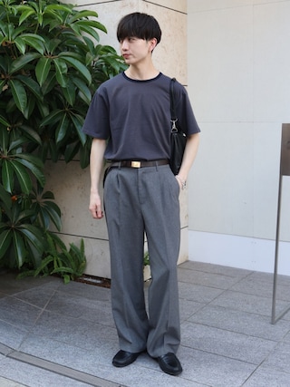 「LUENNA（ルエナ）の【LUENNA】Cool Touch Two-Tuck Slacks / クールタッチツータックスラックス（吸水速乾・UVカット・イージーケア）（スラックス）」を使った、るいさん（メンズ・179cm）の夏コーディネート