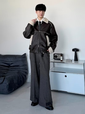 「アイテム（ムートンコート）」を使った、るいさん（メンズ・179cm）の秋コーディネート