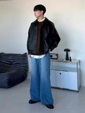 「アイテム（ブルゾン）」を使った、るいさん（メンズ・179cm）の冬コーディネート