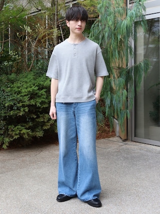 「LUENNA（ルエナ）の【LUENNA】Thermal Henley Neck T-Shirt / サーマルヘンリーネックTシャツ（Tシャツ/カットソー）」を使った、るいさん（メンズ・179cm）の夏コーディネート
