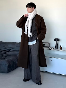 「アイテム（チェスターコート）」を使った、るいさん（メンズ・179cm・20代）の冬コーディネート