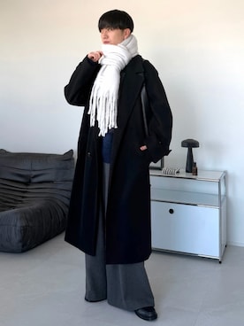 「アイテム（チェスターコート）」を使った、るいさん（メンズ・179cm）の冬コーディネート