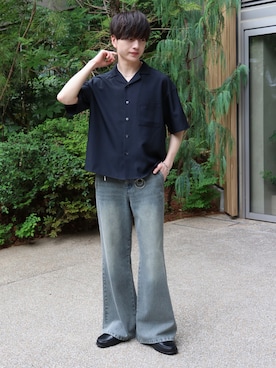 「LUENNA（ルエナ）の【LUENNA】Semi-flare Denim Pants / セミフレアデニムパンツ（デニムパンツ、グレー系）」を使った、るいさん（メンズ・179cm）の夏コーディネート