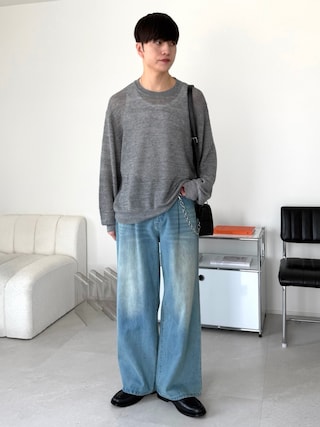 「LUENNA(ルエナ)の【LUENNA】One-Tuck Wide Straight Denim Pants / ワンタックワイドストレートデニムパンツ(デニムパンツ)」を使った、るいさん(メンズ・179cm)の秋コーディネート