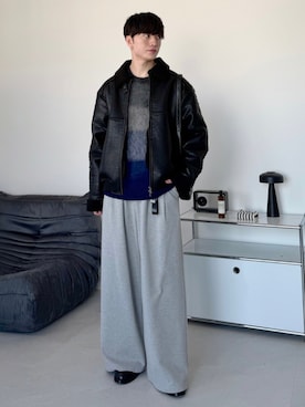 「アイテム（スウェットパンツ）」を使った、るいさん（メンズ・179cm）の秋コーディネート