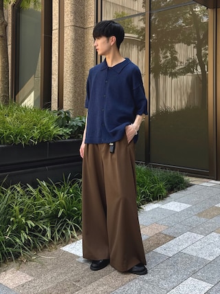 「LUENNA（ルエナ）の【LUENNA】One-Tuck Baggy Wide Slacks / ワンタックバギーワイドスラックス（スラックス）」を使った、るいさん（メンズ・179cm）の夏コーディネート