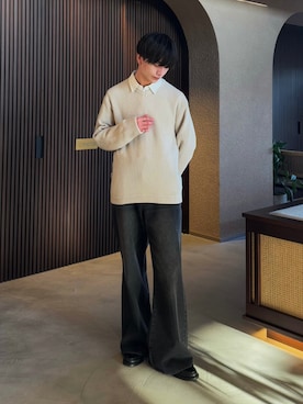 「Adoon plain（アドーンプレーン）のアイテム（トップス）」を使った、るいさん（メンズ・179cm）の冬コーディネート