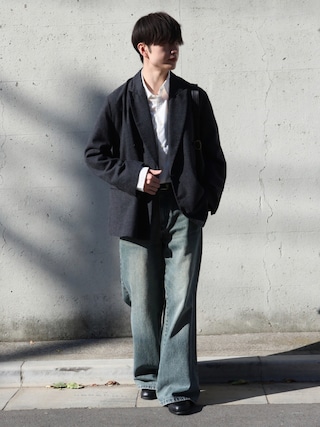 「LUENNA(ルエナ)の【LUENNA】Oversized Double Breasted Jacket / オーバーサイズ ダブルブレステッド ジャケット(セットアップ対応)(テーラードジャケット)」を使った、るいさん(メンズ・179cm)の秋コーディネート