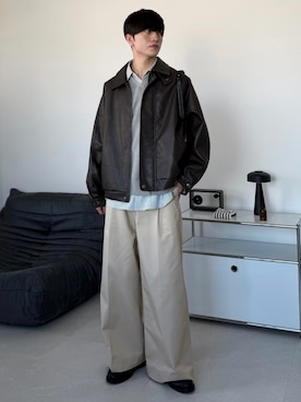 「アイテム（チノパンツ）」を使った、るいさん（メンズ・179cm）の秋コーディネート