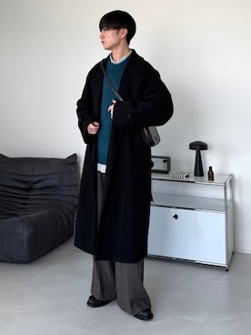 「アイテム（チェスターコート）」を使った、るいさん（メンズ・179cm・20代）の冬コーディネート
