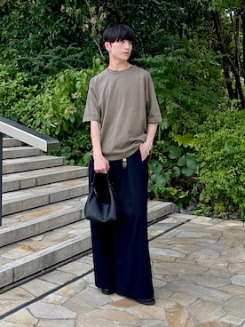 「アイテム（スラックス）」を使った、るいさん（メンズ・179cm）の夏コーディネート