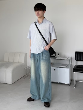 「LUENNA（ルエナ）の【LUENNA】2Way Shoulder Bag / 2WAYショルダーバッグ（ハンドバッグ対応）（ショルダーバッグ、ブラック系）」を使った、るいさん（メンズ・179cm）の春コーディネート