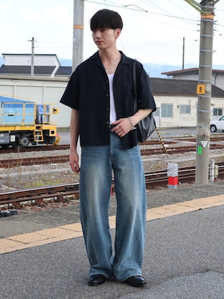 「LUENNA(ルエナ)の【LUENNA】Vintage Curve Denim Pants / ヴィンテージ カーブデニムパンツ(デニムパンツ)」を使った、るいさん(メンズ・179cm)の夏コーディネート