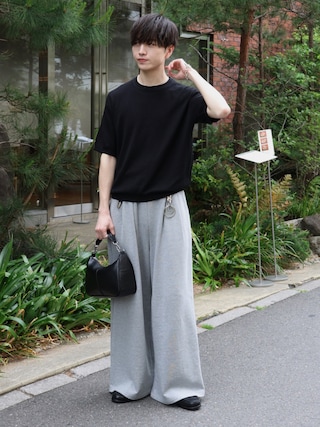 「LUENNA(ルエナ)の【LUENNA】Mesh Crew Neck Summer Knit T-Shirt / メッシュクルーネックサマーニットTシャツ(Tシャツ/カットソー)」を使った、るいさん(メンズ・179cm)の夏コーディネート