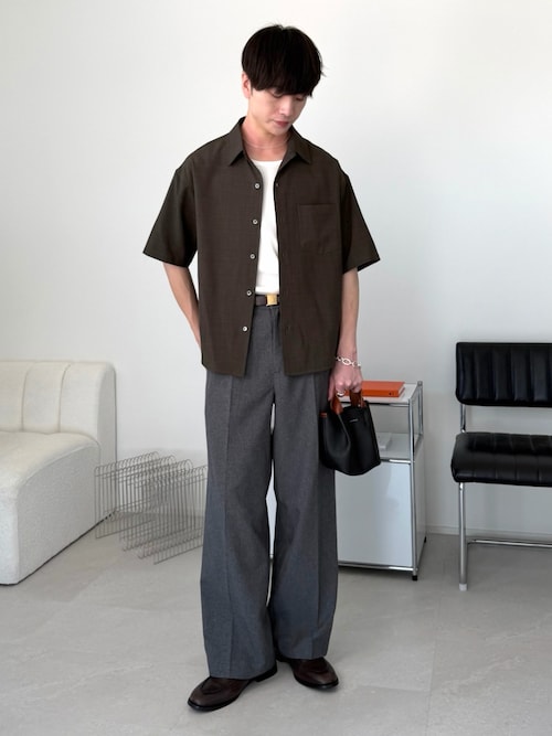 「LUENNA(ルエナ)の【LUENNA】Cool Touch Two-Tuck Slacks / クールタッチツータックスラックス(吸水速乾・UVカット・イージーケア)(スラックス)」を使った、るいさん(メンズ・179cm)の夏コーディネート