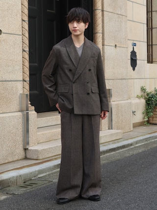 「LUENNA(ルエナ)の【LUENNA】Oversized Double Breasted Jacket / オーバーサイズ ダブルブレステッド ジャケット(セットアップ対応)(テーラードジャケット)」を使った、るいさん(メンズ・179cm)の秋コーディネート
