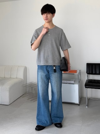 「LUENNA(ルエナ)の【LUENNA】Semi-flare Denim Pants / セミフレアデニムパンツ(デニムパンツ)」を使った、るいさん(メンズ・179cm)の夏コーディネート