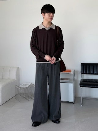 「LUENNA(ルエナ)の【LUENNA】 Semi Flare Slacks /セミフレア スラックス(スラックス)」を使った、るいさん(メンズ・179cm)の秋コーディネート
