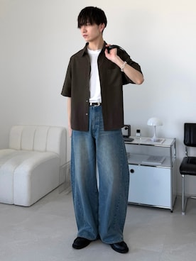 「LUENNA（ルエナ）の【LUENNA】Vintage Curve Denim Pants / ヴィンテージ カーブデニムパンツ（デニムパンツ、ブルー系）」を使った、るいさん（メンズ・179cm）の春コーディネート