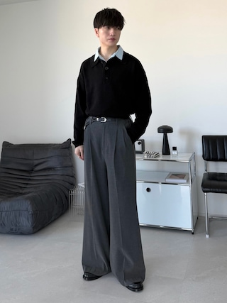 「LUENNA(ルエナ)の【LUENNA】 Semi Flare Slacks /セミフレア スラックス(スラックス)」を使った、るいさん(メンズ・179cm)の冬コーディネート