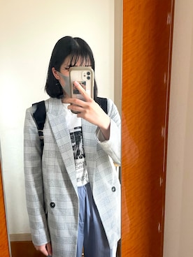 「H&M（エイチ・アンド・エム）のアイテム（ノーカラージャケット）」を使った、nyokkiさん（レディース・159cm）の夏コーディネート