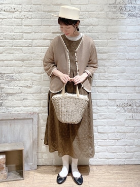 「Samansa Mos2（サマンサ モスモス）のインドコットン胸元レースブラウス（シャツ/ブラウス）」を使った、なかお⚘さん（レディース・165cm）の春コーディネート