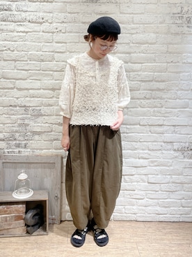 「Samansa Mos2（サマンサ モスモス）のエッグパンツ（その他パンツ）」を使った、なかお⚘さん（レディース・165cm）の秋コーディネート