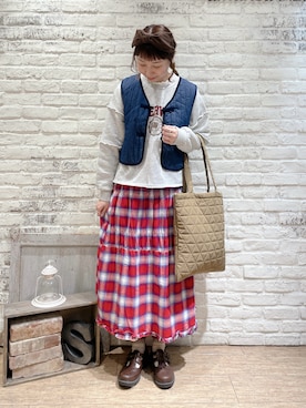 「アイテム（ベスト）」を使った、なかお⚘さん（レディース・165cm）の冬コーディネート